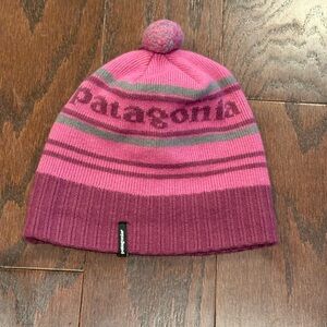 Patagonia Winter Hat Beanie In Pink Plum & Gray One Size Fits, EUC